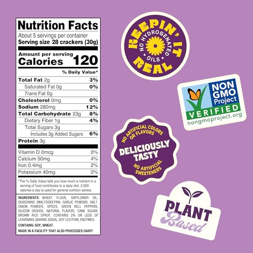 Image of Back to Nature Garlic & Herb Seasoned Mini Crackers, Plant Based Snack, 1pk