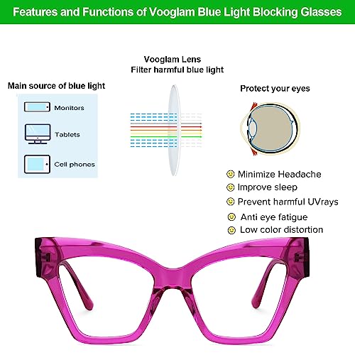 Image of VOOGLAM Cat-eye Blue Light Blocking Glasses for Women Anti UV Eyestrain Eyewear Reginald