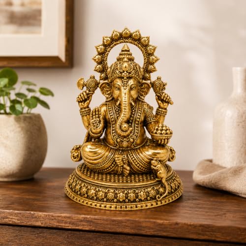 Estatua de Ganesh de latón 3 pulg miniatura 6