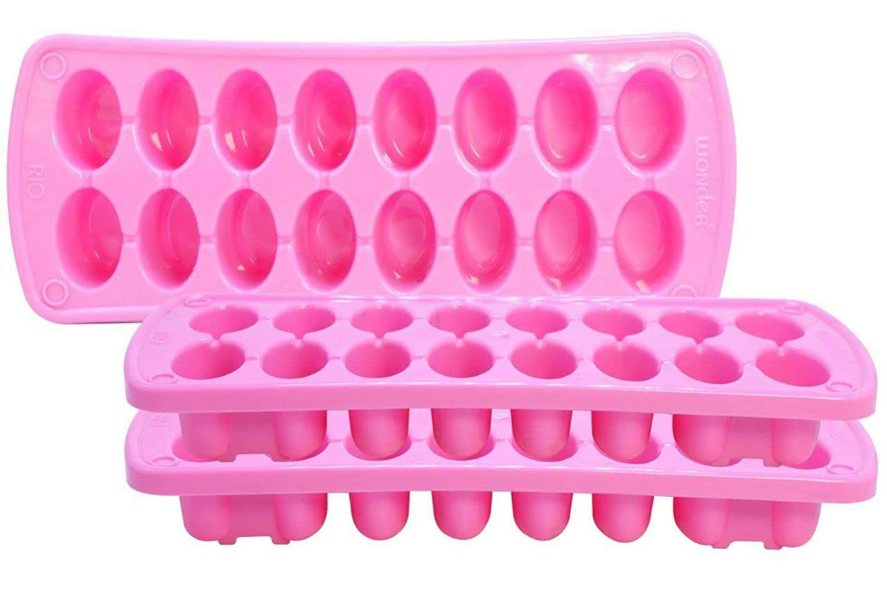 ADBHUTANAND® Ice Cube Tray Silicone Ice Cube Molds with Flexible Ice Trays BPA Free, Stackable Flexible Fridge Safe Ice Cube Molds (2 pcs) (ice Cube Tray with 16 Cube Cavity, 2)