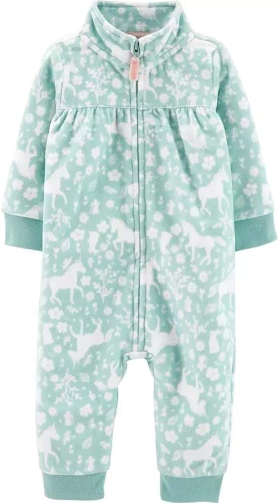 Carter's Baby Girls' One Piece Jumpsuit (6 Months, Mint/Unicorn)