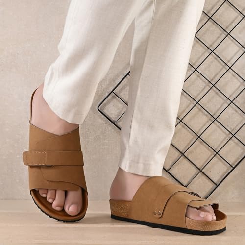 Image of Centrino Mens Cushion Sliders /Slippers| | Open Toe Design |Berkin-Style Slip-On Sandals | Lightweight & Comfortable | Arch Support | On-Grip Sole | Casual Outdoor Wear (6865)
