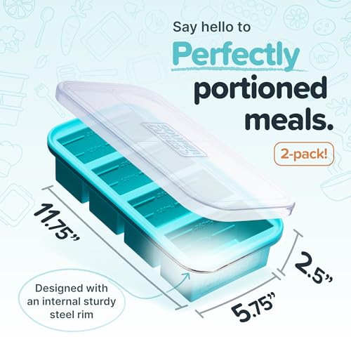 Image of Souper Cubes Extra-Large Silicone Ice Cube Tray with Lid - 2 pack - makes 8 perfect 1cup portions - freeze soup broth or sauce