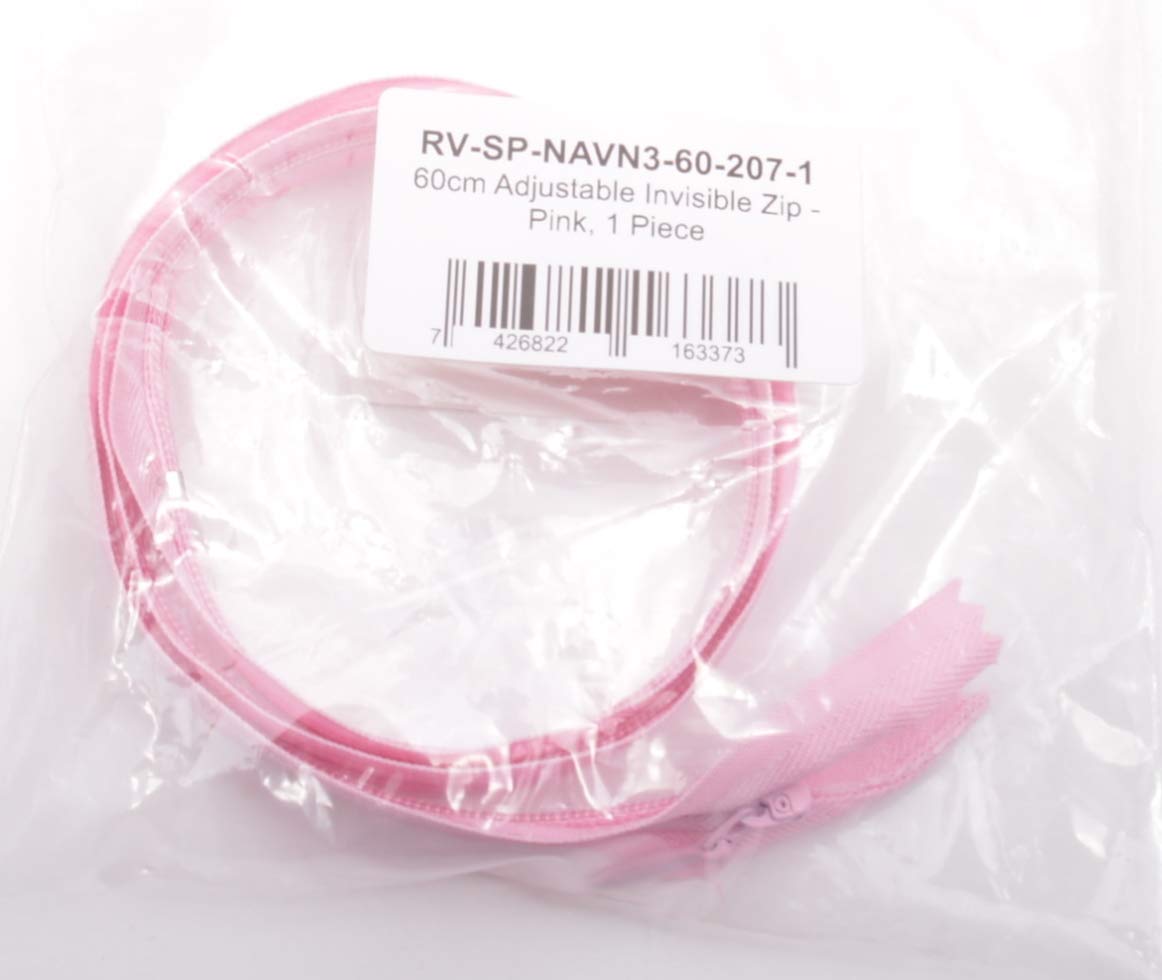 Cremallera Invisible Ajustable De 60 Cm - Rosa, 10 Unidades, Ideal Para Confección Y Manualidades