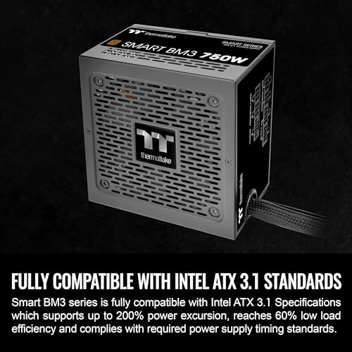Image of Thermaltake Smart BM3 750W 80Plus Bronze ATX 3.1 & PCIE 5 Ready Semi-Modular Power Supply, 105C /221F Japanese Capacitor, 5 Year Warranty, PS-SPD-0750MNFABU-3