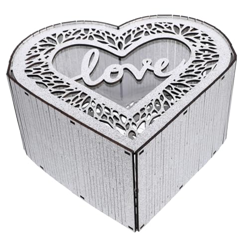 OFFSCH Wooden Heart-shaped Wedding Card Box Rustic Greeting Card Holder for Reception Envelope Blessing Container for Bridal Shower and Special Occasions