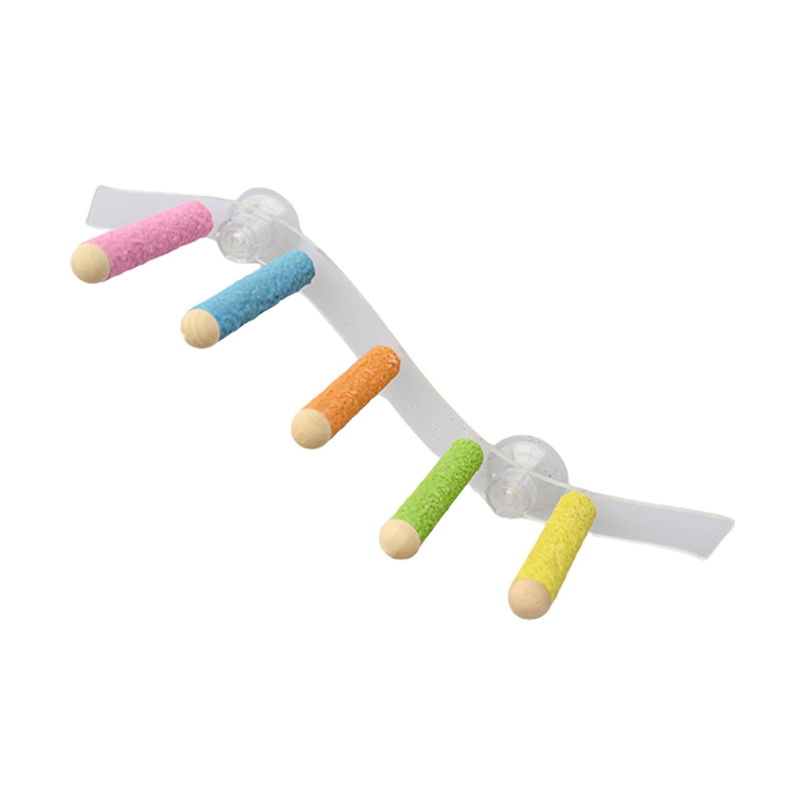 kowaku Suction Cup Wood Perch Toy Window and Shower Perch Toys Cage Accessories Parrot Playstand for Cockatiel Lovebird Budgie style A