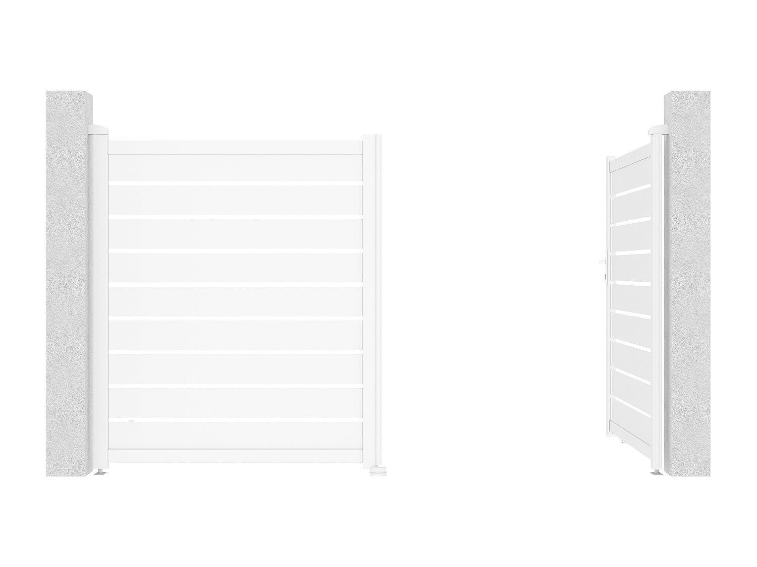 Vente-unique - Puerta batiente eléctrica Primo, aluminio, calada, 305 x 183 cm, color blanco
