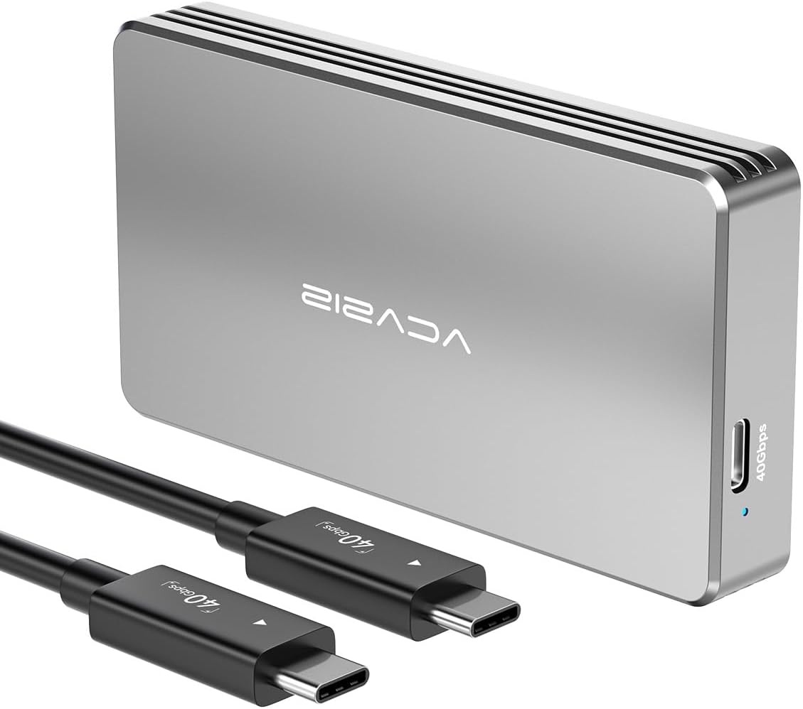 ACASIS 40Gbps M.2 NVMe SSD Enclosure with Aluminum Housing, No Noise M.2 Enclosure Compatible Thunderbolt5/4/3/USB4/3.2/3.1/3.0/2.0,NVMe ssd Enclosure for MacBook Air /Pro Support 2280/2260/2242/2230