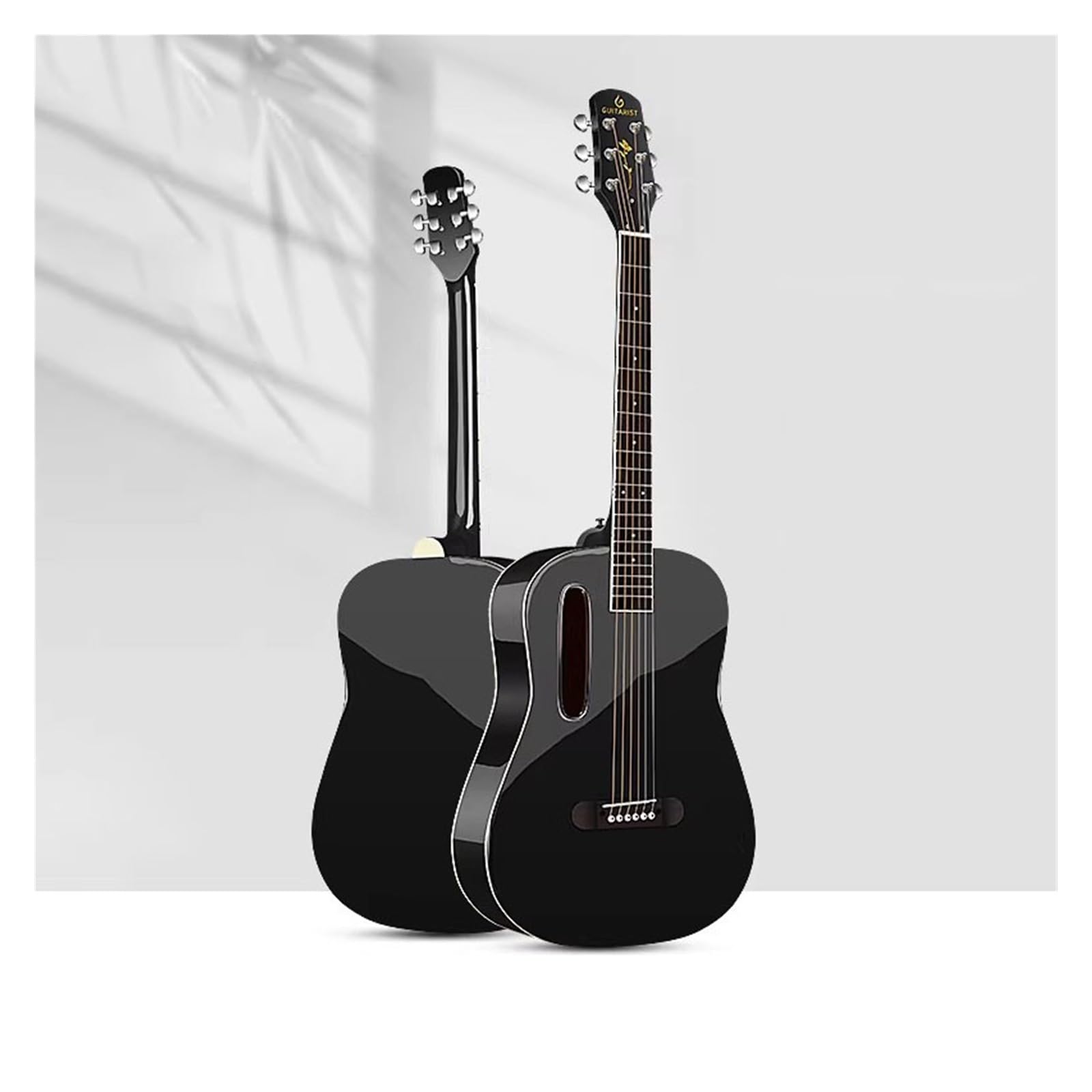 Chitarra classica lucida, kit chitarra acustica per principianti, adulti e adolescenti, con custodia, accordatore, tracolla, corde, plettri (nero)