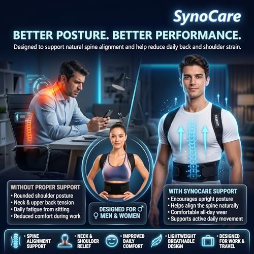 Image of Posture Corrector Belt for Men & Women, Back Support Belt for Back & Spine Pain Relief, Body Posture Correction Belt for Full Back Support with Adjustable Strap, Universal Size