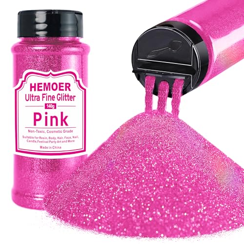 Polvo de purpurina rosa, 140 g de polvo de purpurina para resina epoxi, manualidades, artesanía fina, purpurina para pintar velas y hacer velas; brillo cosmético para el cabello, uñas de cuerpo