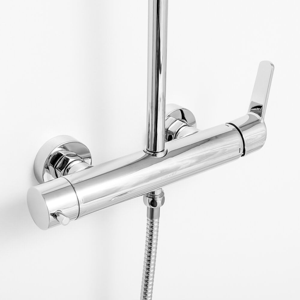 Clever Panam Evo Xtreme 61022 | Columna de Ducha Monomando con Rociador Ø200 mm y Teleducha | Sistema Cold Open y EcoNature | Cromado