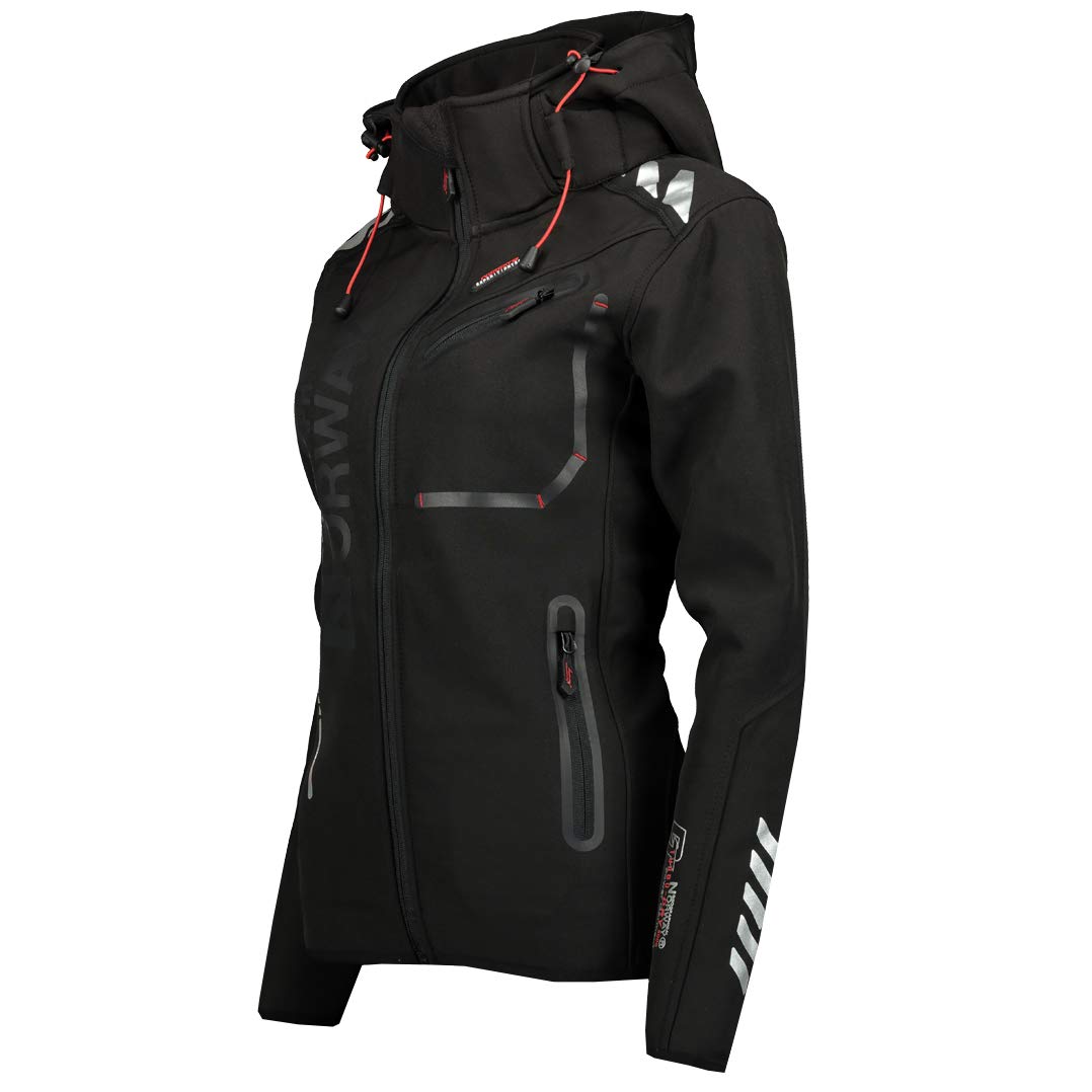 Geographical Norway Reine Lady - Veste Softshell Femme Impermeable - Jacket À Capuche Outdoor - Blouson Coupe Vent Resistant Hiver - Activites En Exterieur Randonnée | Veste à capuche, matière softshell, coupe mi-saison, pour plein air, randonnée, automne