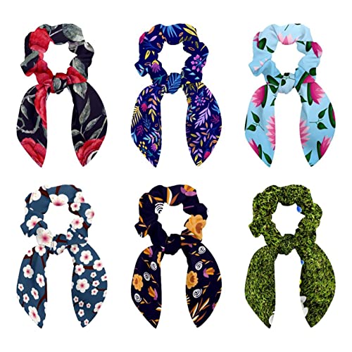 Chouchous à cheveux avec nœud papillon élastiques fleurs exotiques colorées pour femme et fille