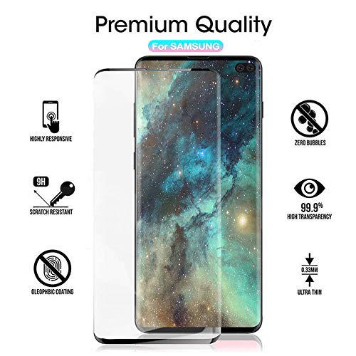 Glass Screen Protector for Samsung Galaxy S10 Plus, 9H Tempered Glass,Ultrasonic Fingerprint Compatible,3D Curved, HD Clear, Case Friendly Bubble-Free for Galaxy S10 Plus Screen Protector
