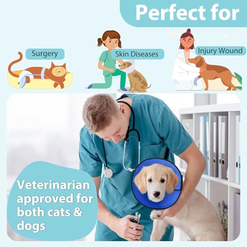 Image of Dog Cone for Small, Medium, and Large Dogs and Cats, Soft Cone for Dogs After Surgery, Lightweight Leathaire Recovery Cone Collar to Stop Licking and Scratching (Black, 3(Neck:7.75-9.5 inch))