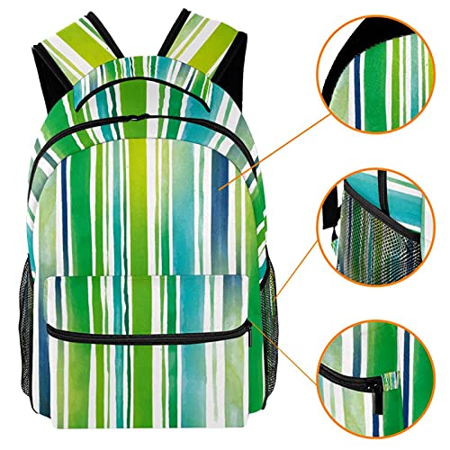 Sac à dos campus à rayures aquarelles avec porte-bouteille pour fille et garçon