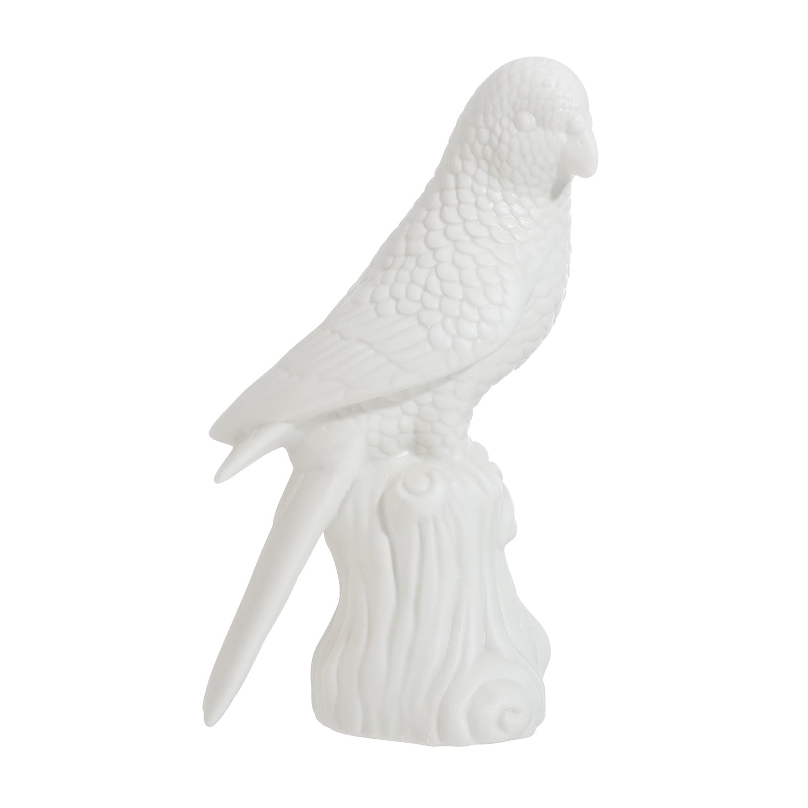 Statue perroquet céramique blanche : figurine déco maison moderne