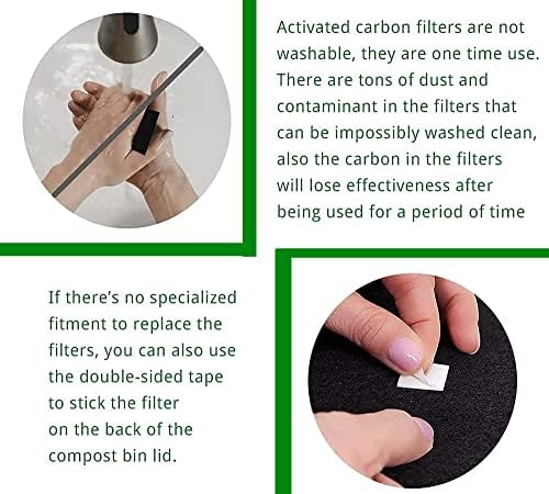 7 Pieces Activated Carbon Filters Compatible with Joseph Food Waste Caddy Replaceable Rectangle Compost Bin Carbon Filters Pad Remove Odour