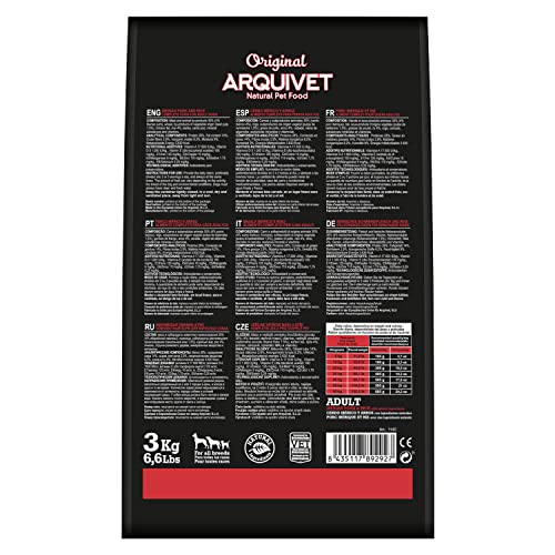 Arquivet Original Adult, 3 kg, Futter für Erwachsene Hunde, iberisches Schwein und Reis, Hundefutter, Trockenfutter für Hunde, Hundefutter, Gesundes Futter