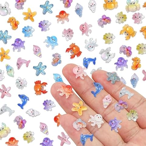 100 sztuk miniaturowych zwierząt morskich, mini figurki zwierząt oceanicznych z żywicy, mini figurki zwierząt morskich, dekoracja zwierząt oceanicznych z żywicy, wielokolorowe ozdoby ze sztucznej