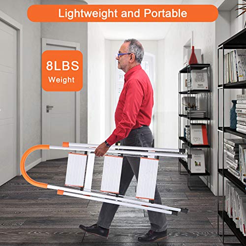 LUCKYERMORE Portable Step Ladder 3 Step for Adults, Sturdy Aluminum 3 Step Stool with Handgrip for Kitchen, 220lbs Capacity