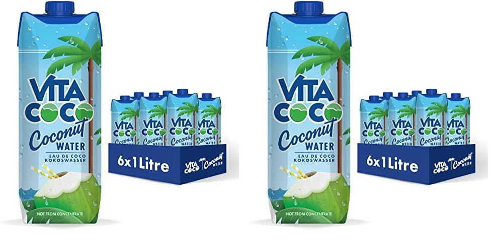 Vita Coco Pure Coconut Water Multipack 1L x 6, Naturally Hydrating, Packed  With Electrolytes, Gluten Free, Full Of Vitamin C Potassium (Pack of 2)