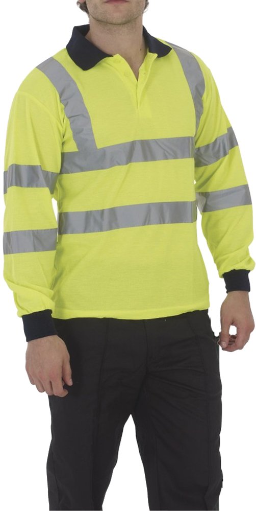 YOKO haute visibilité à manches longues Polo pour homme Workwear Homme réfléchissant travailler sur le dessus