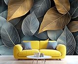 Bodhi Tree Wallpaper Tropical Leaf Rainforest Wall Mural, Retro Colorful Leaves Plant Large Mural Wallpaper for Living Room Wall Decor (Not Peel and Stick)