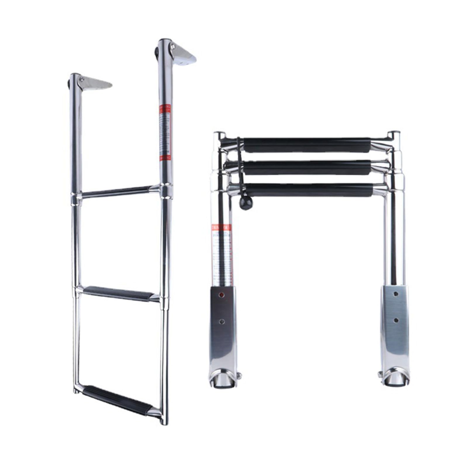 Folding Boat Ladder,2 Step Telescoping for Marine Swimming Pool Stainless Steel Dock for Yacht(3 Step Ladder)