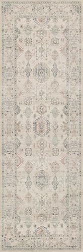 Miniatura 8 de Loloi II Hathaway Collection HTH-04 - Alfombra de color beige, diseño tradicional y multicolor, 7.6 pies x 9.6pies