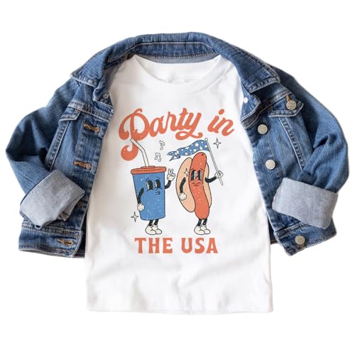 Retro 4th Of July Shirt - Party In The USA Funny Hot Dog Fourth Of July Outfit - Toddler & Youth Boho Natural Graphic Tee2