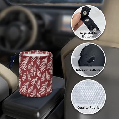 Image of Hanging Car Garbage Bag Tropical Leaf Printed for Car Front Seat, Back Seat, Floor, Garbage Bin Decoration Portable Car Rubbish Bin