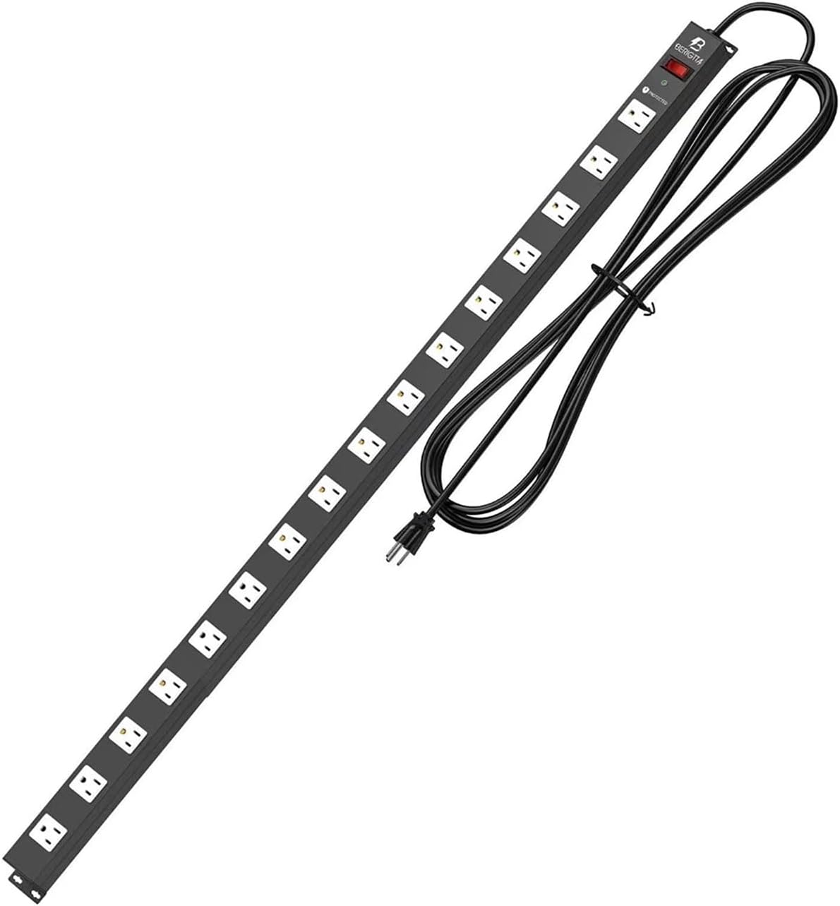 16 Outlet Surge Protector Metal Power Strip, 1800J Mountable Power Outlet, Heavy Duty Workshop Metal Power Strip for Commercial, Industrial, School and Home,15A 125V 1875W (6FT)