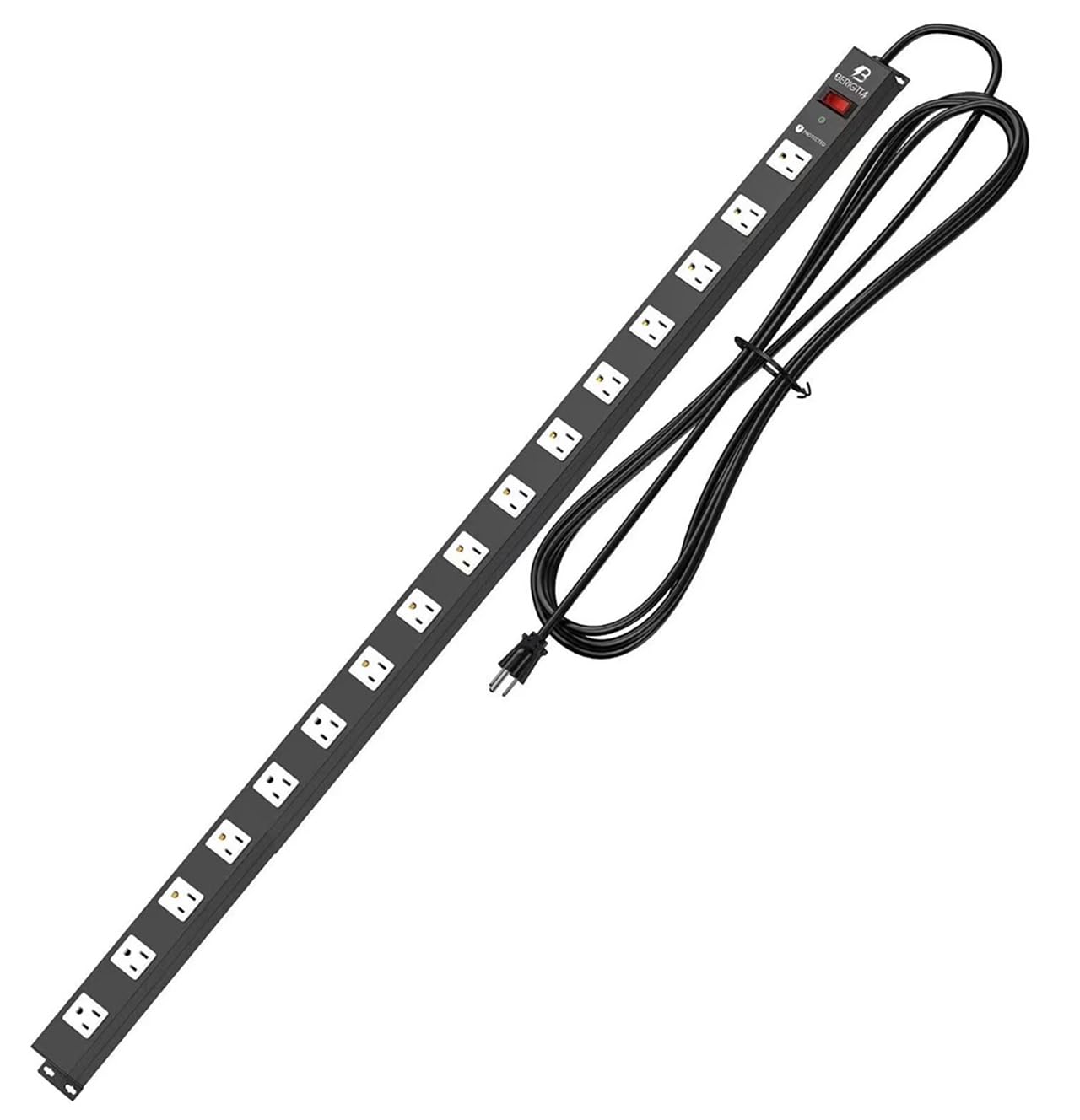 View 1 of 16 Outlet Surge Protector Metal Power Strip, 1800J Mountable Power Outlet, Heavy Duty Workshop Metal Power Strip for Commercial, Industrial, School and Home,15A 125V 1875W (6FT)