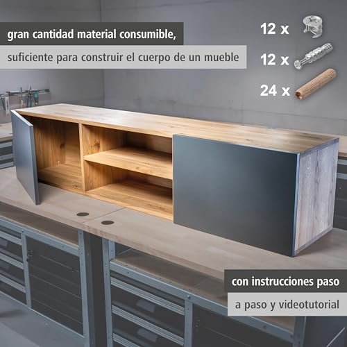 Miniatura 3 de Wolfcraft Juego De Uniones Excéntricas Para Muebles - 4665000 - Juegos Completo Para Realizar Uniones Roscadas En La Construcción De Muebles