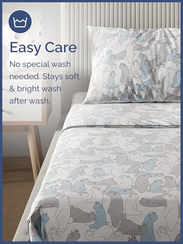 Image of Kids Queen Funny Creatures Bed Sheets - 4 Piece Funny Creatures Sheet Set