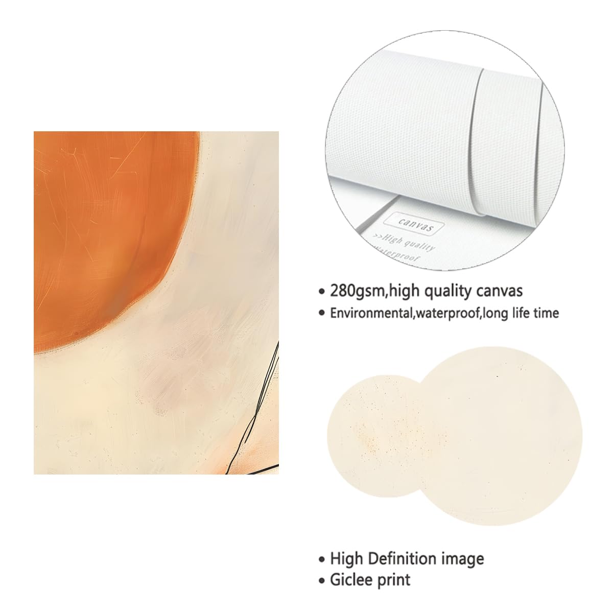 TOANGWALL Pomarańczowy Czarny Płótno Ścienne Beżowy Geometryczny Minimalistyczny Malarstwo Abstrakcyjne Linia Teksturowana Oprawiona Grafika Mural Plakat Obrazy Do Salonu Sypialni Kuchni Dekoracji