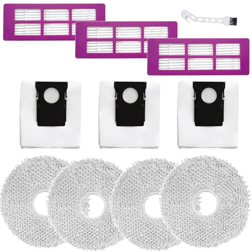 DianSung Accessori per Eureka J15 Pro Ultra di ricambio aspirapolvere robot,4 Panni + 3 sacchetti + 3 filtri