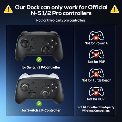 Image of FASTSNAIL Charging Dock Compatible with Switch 2 for Joycon 2, Charging Stand for Switch 1 /2 P Controller, Charging Orgnizer for Joycon 2 & for Pro Controller with Charge Indicator and USB Cable