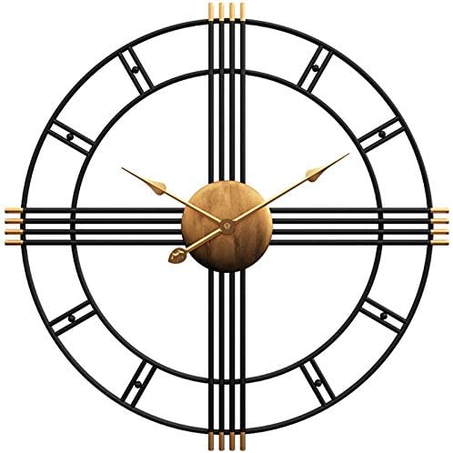 Funtabee 50cm/20in Large Black Skeleton Metal Oversized Kitchen Wall Clock Retro Vintage Wall Clock, Unique, Silent Non-ticking,Great for lounges, kitchens, pubs, cafes