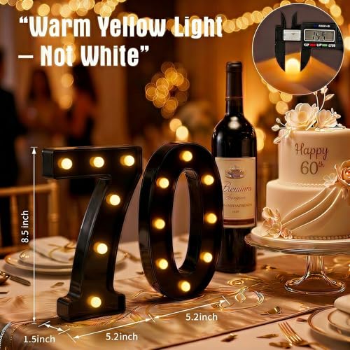 Image of 70th Birthday Decorations for Women Men, 70 Light up Numbers for Party Battery-Operated Light-Up Party Decoration 70th Birthday Gifts for Women Black ZJDZTK