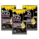 Garnier Olia Dauerhafte Haarfarbe ohne Ammoniak, Mit pflegenden und natürlichen Ölen, Vollständige Grauhaarabdeckung, Permanente Coloration, Nr. 5.0 Samtbraun, 3 x 1 Stück