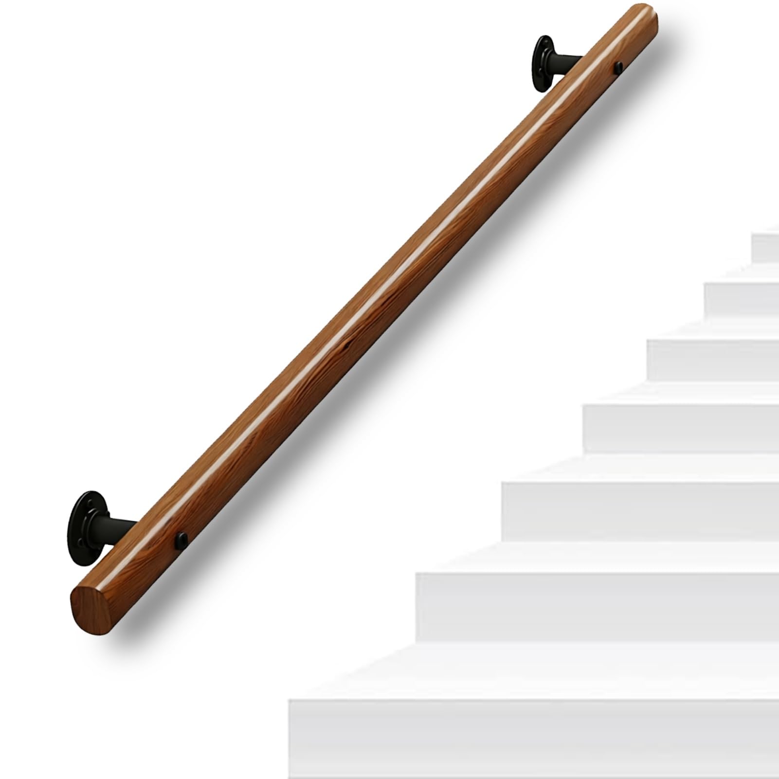 Wooden Stair Handrails,Indoor Outdoor Hand Railings, Sturdy Wall Mount Support Rail, Non-Slip Safety Handrail(14ft/420cm)