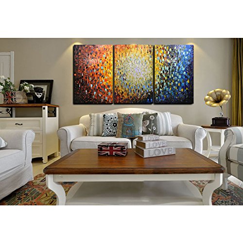 Metuu Paintings, 24x36Inchx3 Paintings Oil Hand Painting 3D Hand-Painted On Canvas Abstract Artwork Framed Ready to Hang for Living Room,Dinning Room, Bedroom