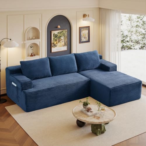 Image of 96 inch Sectional Couches for Living Room Cloud Couch Sofa with L-Shape Upholstered Boneless Couchs Modern Modular Sectional Couch with Chaise