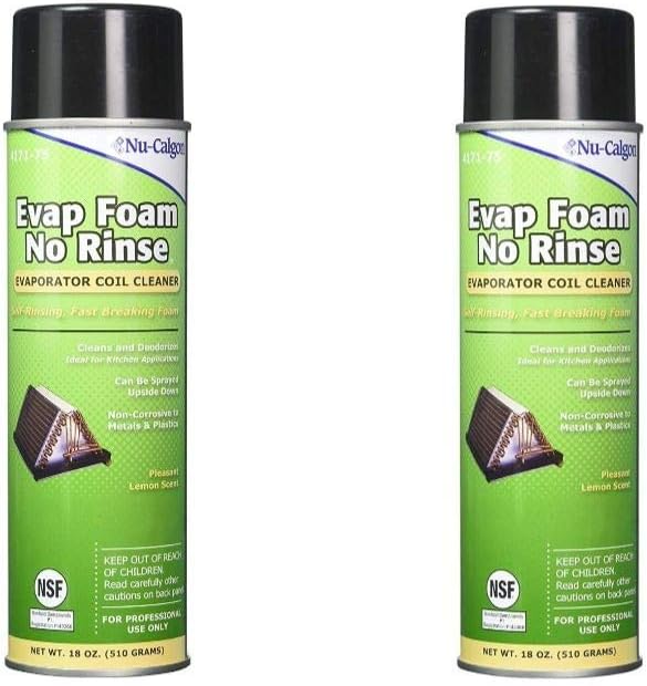 Nu-Calgon 4171-75 Evap Foam No Rinse Evaporator Coil Cleaner, 18 oz. (Pack 2)
