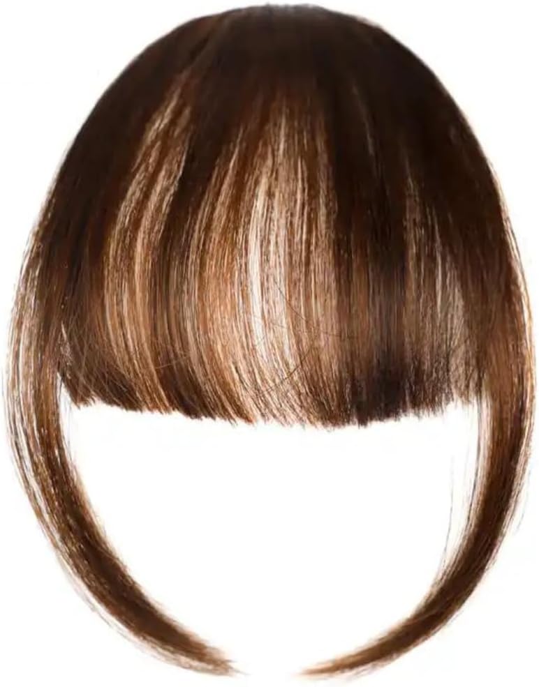 Thick Lengths™ Clip in Bangs Front Neat Air Fringe One Piece Clip in Fringe Hair Extensions Fake Bangs Hairs for Women(Light Brown)