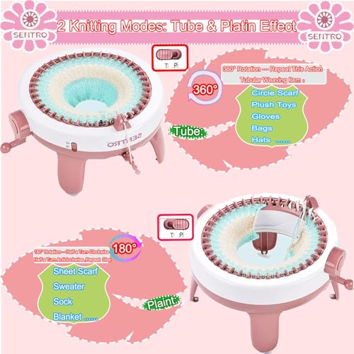 Image of Sentro Knitting Machine,Sentro 48 Needles Knitting Machine with Row Counter Automatic Circular Weaving Spinning Knitting Loom Machine Kit for Adults and Beginners for Hats /Scarf /Sweater /Kintting Toys